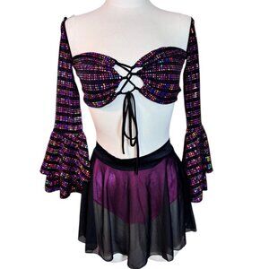 SABORA 6 piece rave party sexy nightclub skirt and top NEW Size small